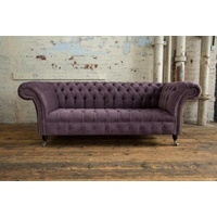 JVmoebel Chesterfield-Sofa, Chesterfield 3 Sitzer Couch Polster Sitz Textil Stoff lila