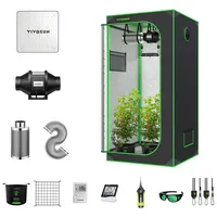 VIVOSUN Growzelt Komplettset 80x80x160cm VS1000 Vollspektrum Grow Lampe 100mm Rohrventilator-Set Grow Tent kit mit Temperatur- und Feuchtigkeitsmonitor, Grow Bags, Gartenschere und Timer