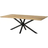 MASSIVMOEBEL24.DE Esstisch Mango 180x90x74 natur lackiert / Epoxid schwarz, Kreuzgestell rund anthrazit matt EPOXY