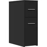 vidaXL Badschrank, Schmal mit Rollen, Schwarz Holzwerkstoff