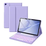 Vobafe Hülle mit Tastatur für Samsung Galaxy Tab A11+ Plus 11 Zoll 2025 / Tab A9+ Plus 2023, 7 Farben Beleuchtete mit Abnehmbare Tastatur, TPU Rückschale mit Stifthalter, QWERTZ, Lavendel