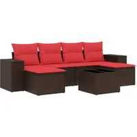 vidaXL 7-teiliges Gartensofa-Set mit Kissen, braun, Polyrattan - Braun