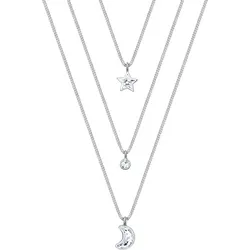 Elli Layer Mond Stern Kristalle 925 Silber Ketten   Damen 