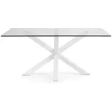 Kave Home Esstisch ARGO 160 x 90 cm weiß /Klarglas - Gestell Stahl /Tischplatte Glas