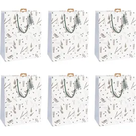 Clairefontaine 6x Geschenktasche L, Winter, 26,5x14x33 cm - Weiß X-30924-2C
