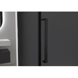 Bernstein Nischendusche mit Schiebetür Soft-Close DX906 flex 110 cm Schwarz matt 8 mm Nano graues Glas