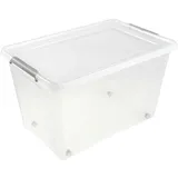 KEEEPER keeeper, Lars, - Clipbox Lars Aufbewahrungsbox, 60 Liter 58x39x35cm transparent mit Rollen, und Clipdeckel