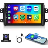 Android Autoradio 2 Din für Suzuki SX4 2006-2013 FIAT Sedici 2005-2014 mit Wireless Apple Carplay Android Auto Navi GPS 9 Zoll Touchscreen Autoradio mit Bluetooth FM/RDS USB/DAB+/HiFi Rückfahrkamera