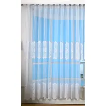 Gardinenbox Bogenstore Barock Gardine Jacquard, 245x300, Blumenmuster Weiß Kräuselband Universalband Faltenband Store, 13117