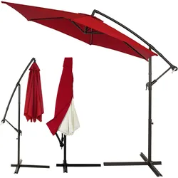 Ampelschirm Rot Alu Ø300cm UV-Schutz 50+ + Abdeckung