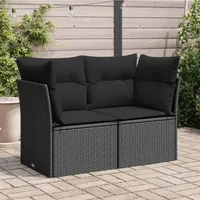 Festnight Gartensofa mit Stauraum Rattan Sofa Balkon Sofa 2 Sitzer Lounge Sofa Outdoor 110 cm Rattansofa 2er Balkon Lounge Klein Couch Gartenmöbel Gartenlounge Polyrattan Balkonmöbel