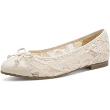 Marco Tozzi Damen Ballerinas weiches Feel Me Fußbett Leder Decksohle Elegante, beige (Cream Comb), 37 EU