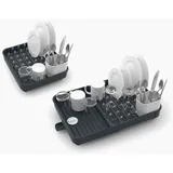 Geschirrabtropfer Joseph Joseph Extend, ausziehbarer Geschirrkorb, effiziente Entwässerung, Besteckhalter, Edelstahl, dunkelgrau, leicht zu reinigen