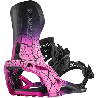 NIDECKER LT Supermatic Snowboard Bindungen – Automatische Dual-Entry Bindung mit Fersenpedal & Universal Fit - L - Magma