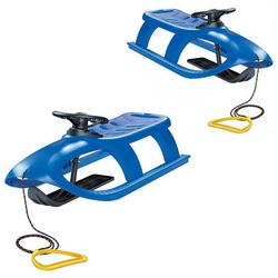 Prosperplast Lenkschlitten Kinderschlitten Bullet Control, blau, Kunststoff, lenkbar, Kufe, Lenkrad mit Hupe blau