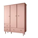 lookway Kleiderschrank  BABUSHKA  dreitürig  Buche  massiv  rosa