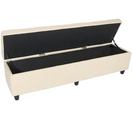 berlinlodge Aufbewahrungs-Truhe Lars XXL HxBxT 45x180x45cm Stoff/Textil Schriftzug Sitzbank Bank