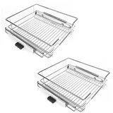 Supfine 2 x Teleskopschublade Teleskop Schublade 41cm für die Küchenunterschränke, 2 Einbauschublade mit Schienen, Schrankauszug Verchromt Küchenschrank Organizer (41 cm)