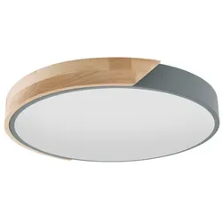 NÄVE LED-Deckenleuchte »BORNEO«, ∅xH: 31 x 6 cm, Metall/Kunststoff/Naturmaterial - grau