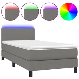 vidaXL Boxspringbett mit Matratze & LED Dunkelgrau 90x190 cm Stoff