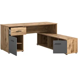 VCM Winkelschreibtisch Mason Eiche Grau