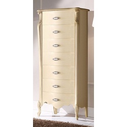 Casa Padrino Luxus Barock Kommode Creme / Silber - Handgefertigte Barockstil Massivholz Kommode mit 7 Schubladen - Handgefertigte italienische Barock Möbel - Made in Italy - Luxus Qualität
