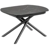 Kave Home Esstisch YODALIA 130-190 x 100 cm Keramik - Ausziehtisch - Mittelauszug - Stahl /Keramik schwarz marmoriert - H. 78 cm