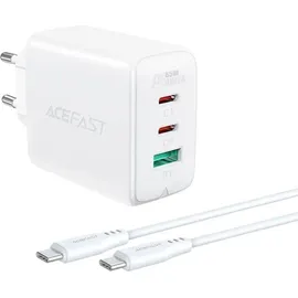 OEM Acefast 2W1 Netzwerk-Ladegerät 2x Usb C / Usb 65w Pd, Qc 3.0+Kabel Weiß