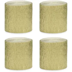 4 Krepppapier Rollen 5cm x 10m Krepp Papier Set zum Basteln Dekorieren Kreppband Floristenkrepp Hochzeit Deko Bastelbedarf Bastelzubehör Gold metallic