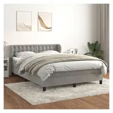 vidaXL Boxspringbett mit Matratze Hellgrau 140x200 cm Samt