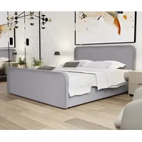 Fun Möbel Boxspringbett Schlafzimmerbett MABEL 200x220cm Stoff Brooklyn Zementgrau
