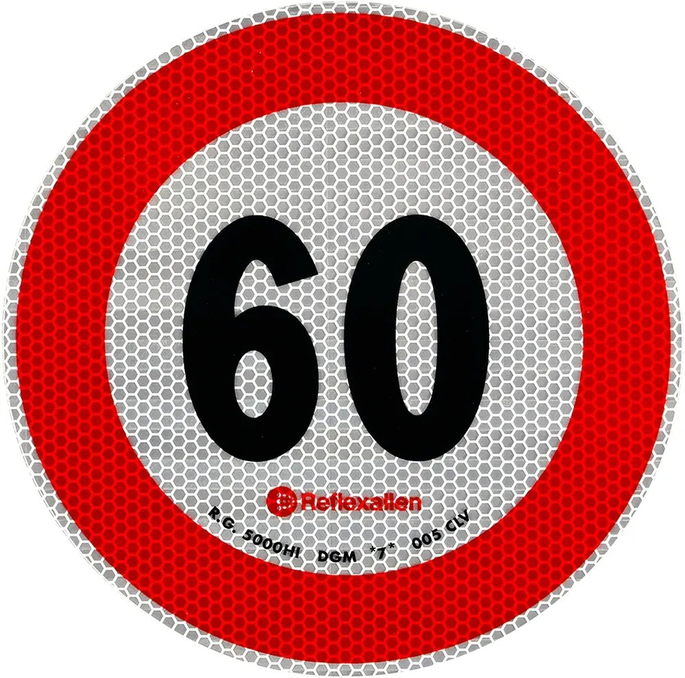 Reflektierender Aufkleber LAMP Geschwindigkeitsbegrenzung 60 km/h Schild B-33