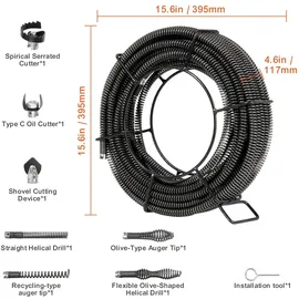 Vevor Rohrreinigungsspirale 20 m x 16 mm