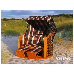 Swing&Harmonie LED - Strandkorb XXL - 118cm inkl. Abdeckcover Volllieger Ostsee Sonneninsel Rattan Möbel Polyrattan - versch. Ausführungen