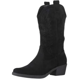 Elara Damen Cowboy Stiefel Biker Boots Chunkyrayan 301-A32S Black-38 - 38 EU