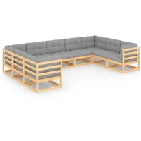 vidaXL 9-tlg Garten-Lounge-Set mit Kissen Kiefer Massivholz Modell 42