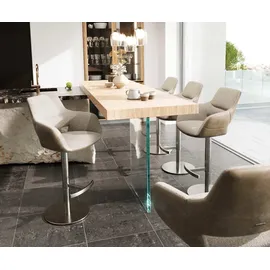 DeLife Barstuhl Yago-Flex Materialmix Mikrofaser Schlamm / Bouclé Schlamm Drehfußhöhenverstellbar Edelstahl drehbar Taschenfederkern, Barstühle