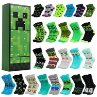 Minecraft Adventskalender 2025 Kinder Teenager Weihnachts Countdown Kalender Socken mit 24 Coole Socken Creeper Geschenke für Kinder