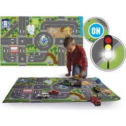 Kids Globe Traffic, Spielteppich + Spielmatte, Play Dress Verkehr mit LED-Ampeln (120 x 72 cm)