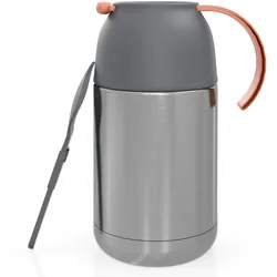 Intirilife Thermobehälter mit 650ml Kapazität - 10 x 19 cm - Für warme und kalte Speisen Suppen Lunch Edelstahl Isolierbehälter