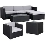 Svita CALIFORNIA XL Gartenlounge Polyrattan Sessel Kissenbox Schwarz