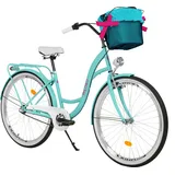 Milord Komfort Stadtfahrrad Fahrrad mit Korb Damenfahrrad, 28 Zoll, Blau, 3-Gang - Blau