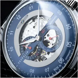 Zeppelin New Captain's Line 8664M-3 - Blau-graues Ziffernblatt mit weißen - 42mm