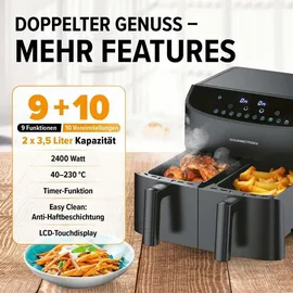 GOURMETmaxx Heißluft-Fritteuse  2x 3,5 l schwarz