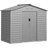 Outsunny Verzinkter Stahl Gerätehaus 2,43m2 213x131x192cm Geräteschuppen mit Satteldach, Abschließbarer Schiebetür, wetterfest Gartenhaus,
