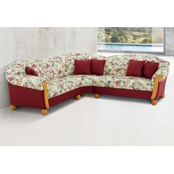 Ecksofa HOME AFFAIRE "Milano, L-Form", rot (rot, geblümt), B:233cm H:83cm T:233cm, Sofas, gleichschenklig