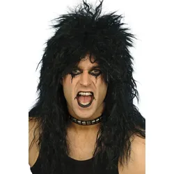 Schwarze Rockstar Perücke