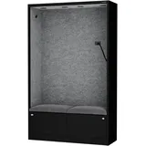 Jan Nowak Akustikschrank mit Sitzbank für 2 Personen, Ruhezone für Büro, Schule, Open Space, Schallschutz Möbel mit PET Paneelen, USB C, Schubladen, Haken, 185 x 115 x 40 cm Akustikpaneele NRC 0,8