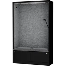 Jan Nowak Akustikschrank mit Sitzbank für 2 Personen, Ruhezone für Büro, Schule, Open Space, Schallschutz Möbel mit PET Paneelen, USB C, Schubladen, Haken, 185 x 115 x 40 cm Akustikpaneele NRC 0,8