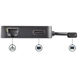 Startech USB-C Multiport Adapter - USB Hub (1x USB-A, 1x USB-C) - Gigabit Ethernet,